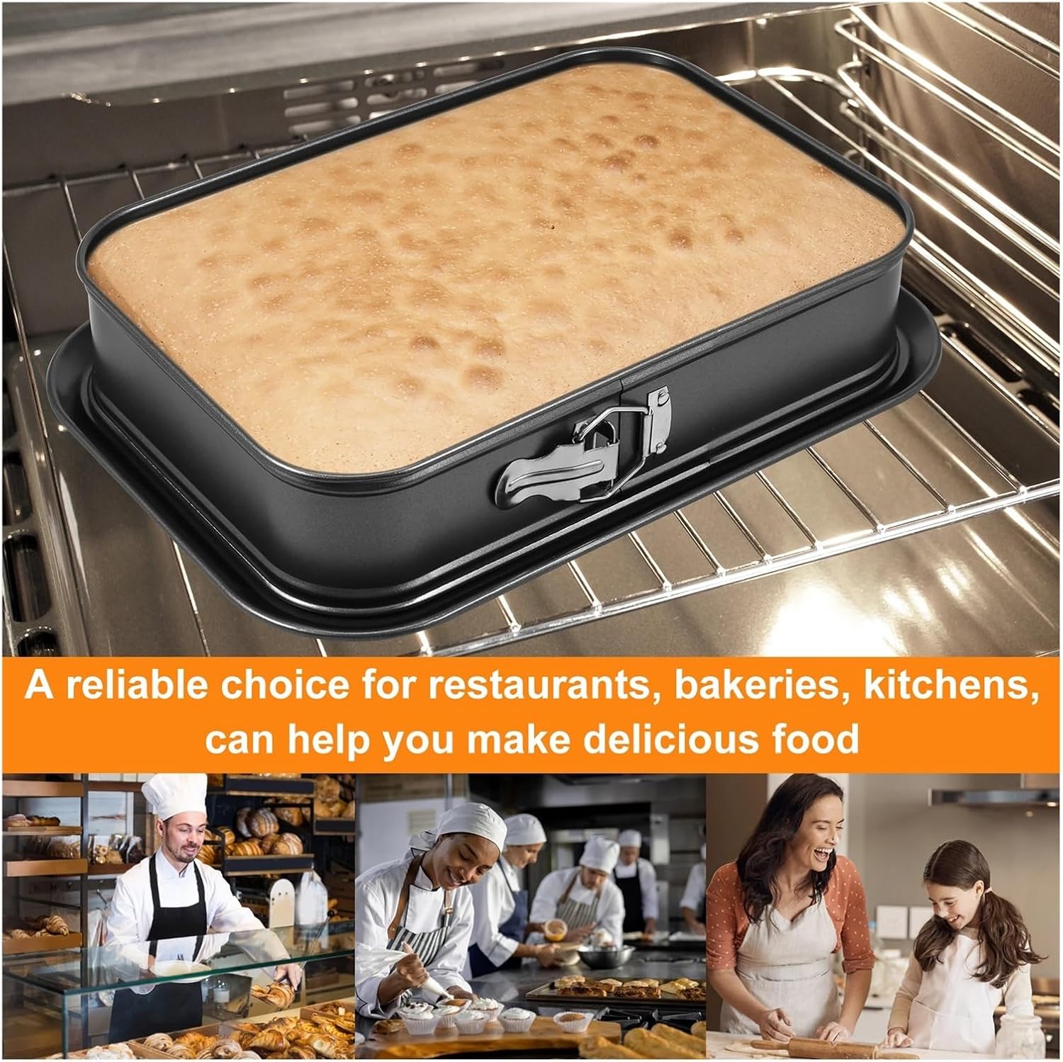Metal Square Baking Mold Non-Stick Cheesecake Baking Tray Cake Pan Bakeware Removable Bottom Carbon Steel Cake Mould Kitchen(Rectangular)