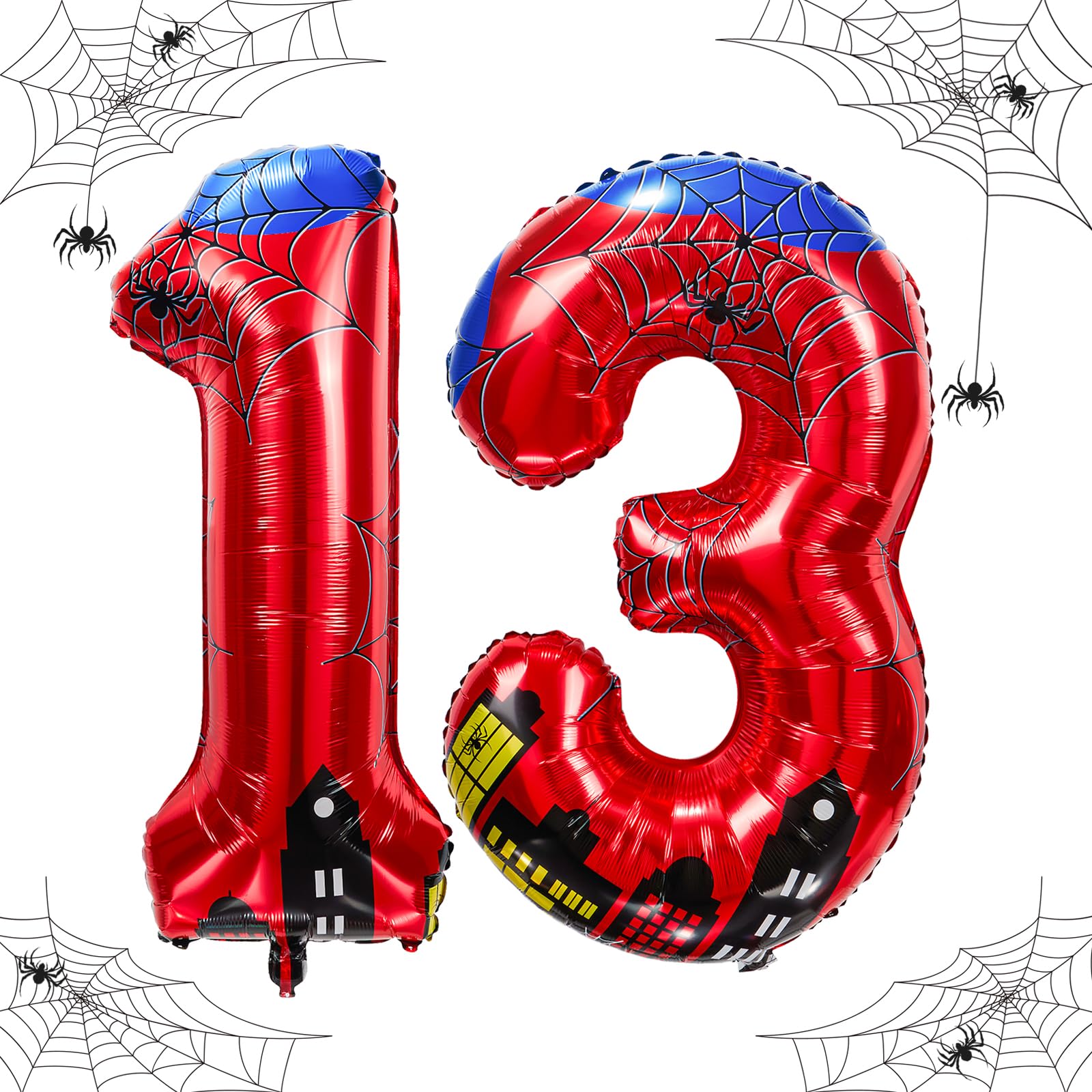 40 inch spider theme number foil balloons, children's party balloon supplies with classic numbers 1 to 9, birthday decoration supplies,number large balloons for spider theme parties (13)