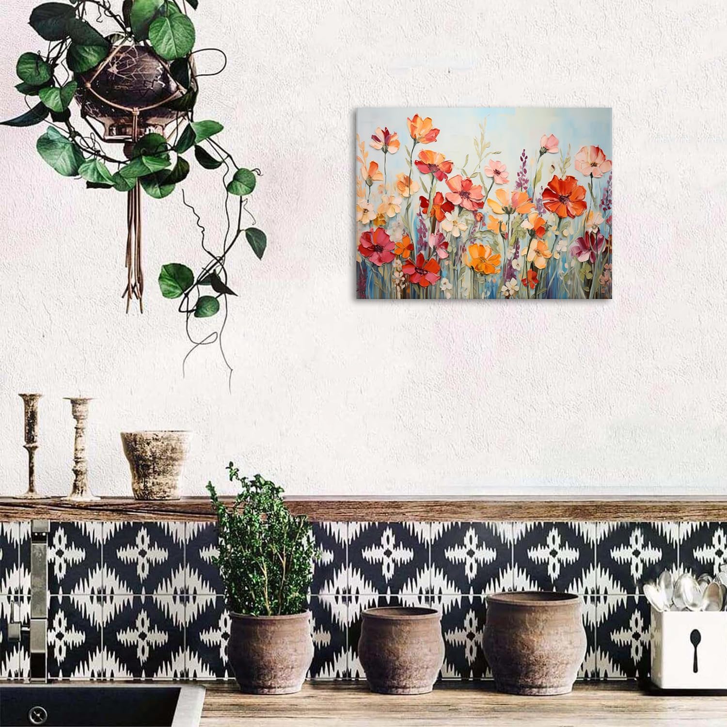 Wildflower Wall Art Colorful Floral Wall Pictures for Living Room 12x16" image 3