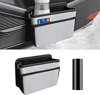 Car Trash Can, Foldable Mini Vehicle Trash Bin Garbage Organizer Holder, Waterproof Hanging Mini Auto Dustbin Accessories Storage Container for Vans, SUVs (silver gray)