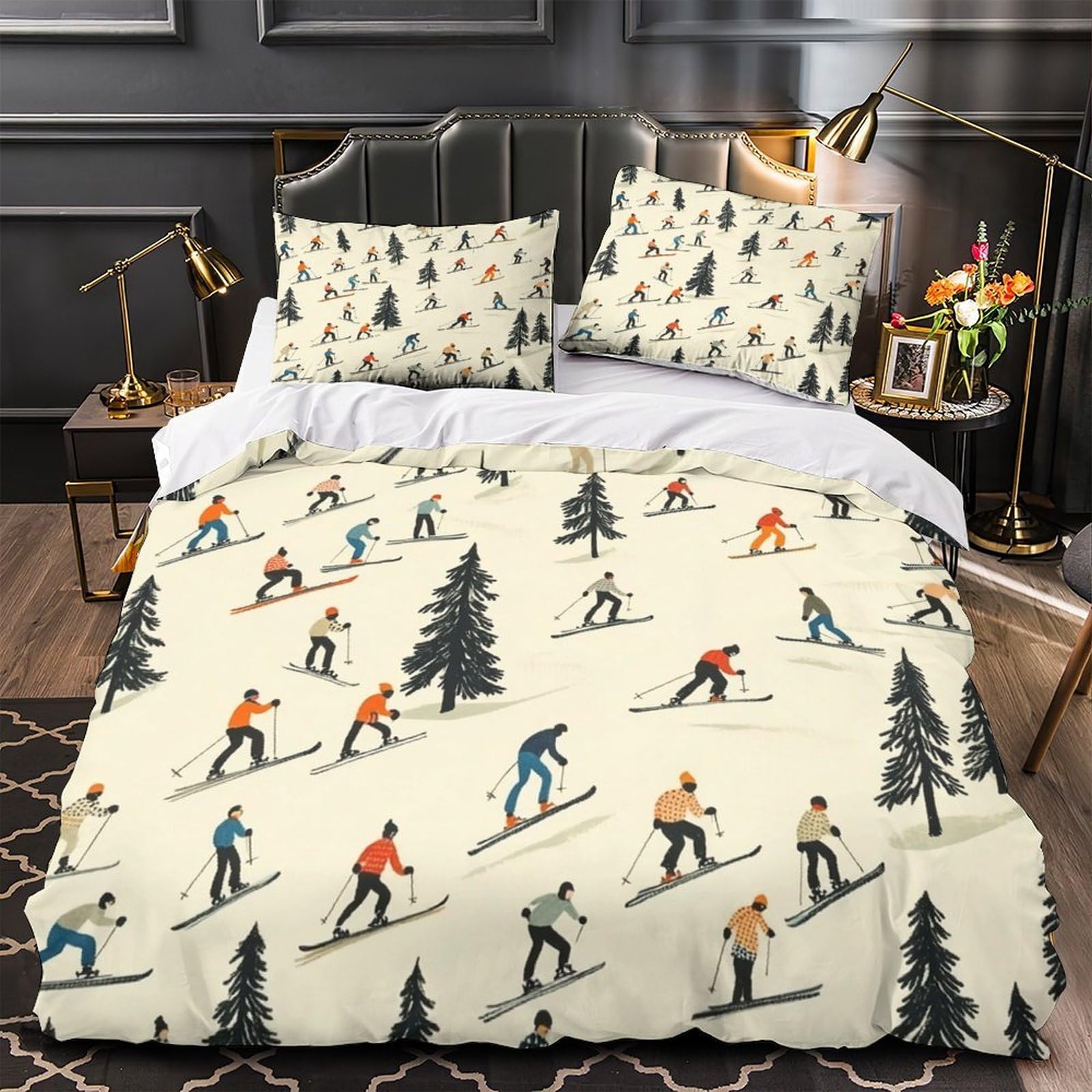 Parure de lit 3D montagne housse de couette enfant et adulte douillette