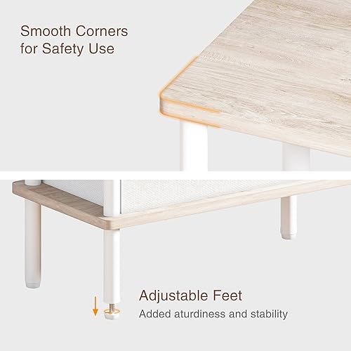 Miniatura 7 de Mesa auxiliar estrecha con cesta de tela, mesa auxiliar para espacios pequeños, mesita de noche delgada con estante de almacenamiento de 3 niveles,