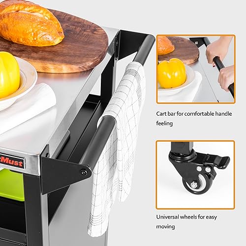 Miniatura 7 de Mesa de parrilla al aire libre, mesa de preparación y barra movible para almacenamiento, parrilla y horno de pizza, multifuncional, plateado y negro