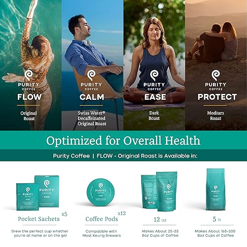 Miniatura 3 de Purity Coffee FLOW Café Orgánico de Tueste Medio - Café de Grano Entero Arábica de Grado Especial Certificado Orgánico por USDA - Probado por