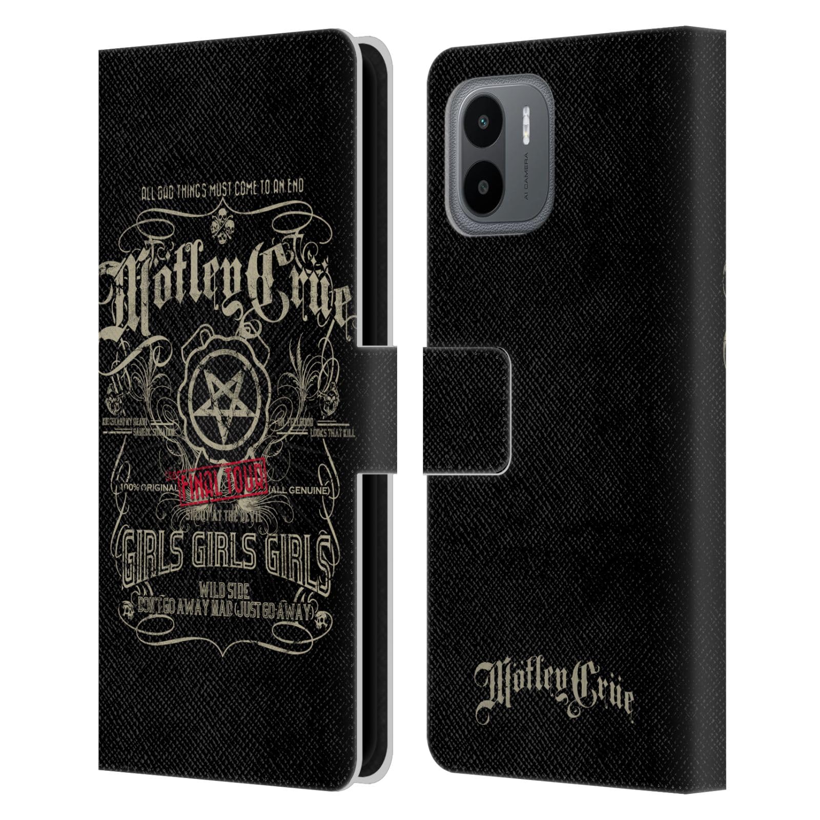 Head Case Designs Officially Licensed Motley Crue Girls Girls Girls Tours Leather Book Wallet Case Cover Compatible with Xiaomi Redmi A2
