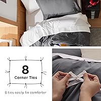 Vista 313 de Bedsure Juego de funda de edredón, tamaño individual, suave y prelavado, blanco, 2 piezas, 1 funda de edredón de 68 x 90 pulgadas, cierre