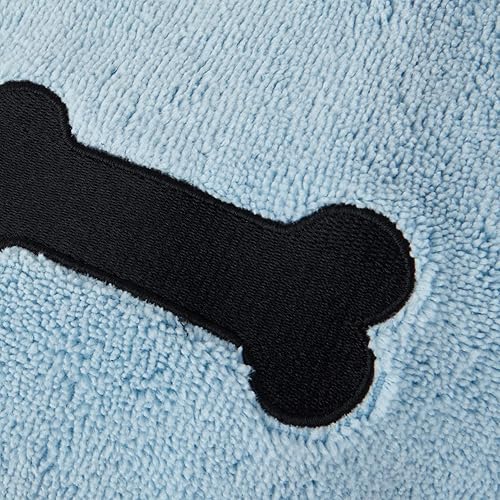 Miniatura 10 de Bone Dry Pet Drying Collection - Toalla de microfibra bordada para mascotas XL 41 x 235pulgadas color celeste con huella de hueso negra