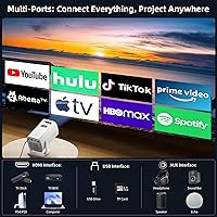 Vista 3 de Mini Projector, Portable Projector 4K Support, Full HD 1080P Outdoor Projector, 270° Rotation Movie Projector, Compatible with Smartphone, TV Stick