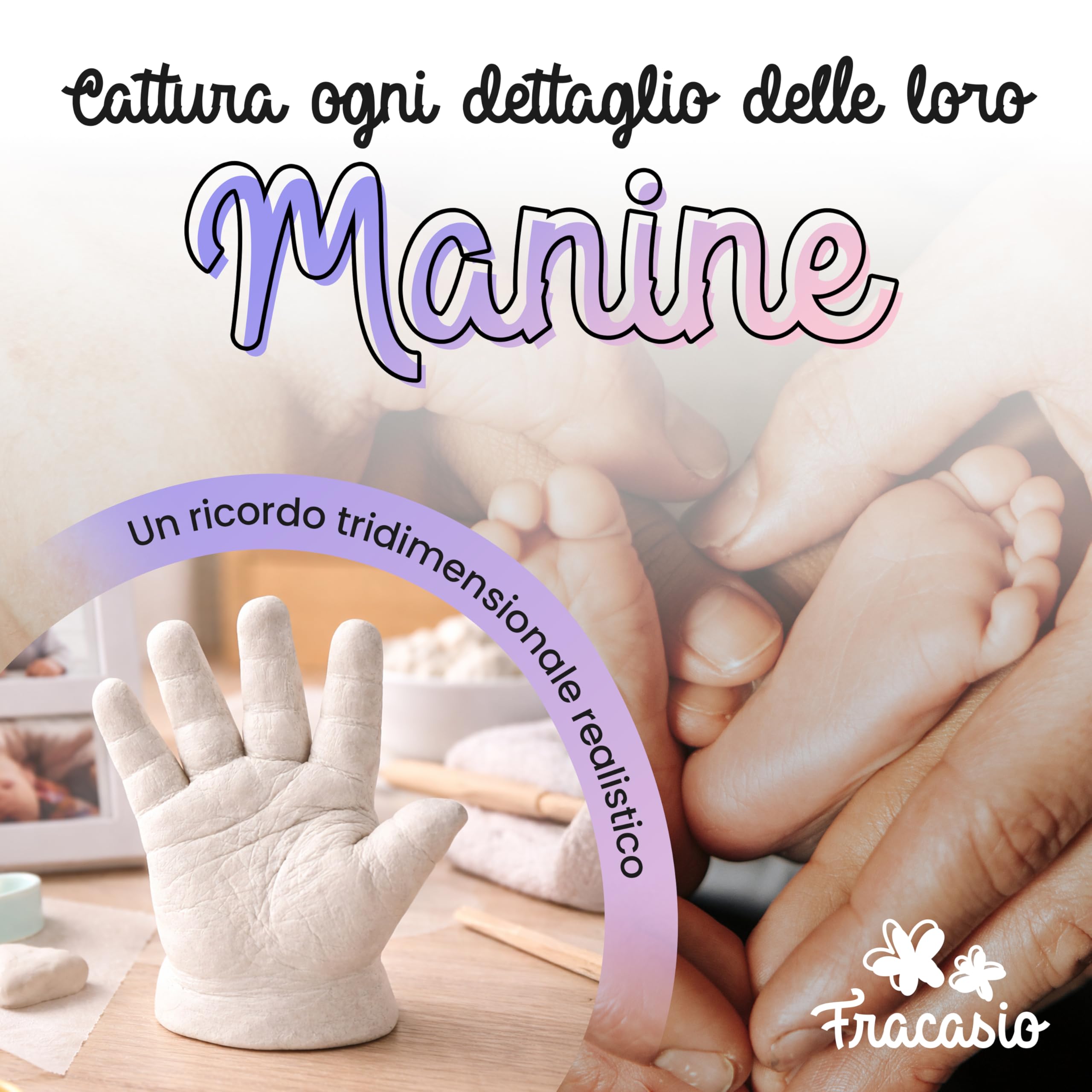 Generico Kit Calco Mani 3D – Alginato Per Calchi con Polveri Modellanti, Set Impronte Neonato, Family Hand Casting Kit per Impronte Mani e Piedi Neonati