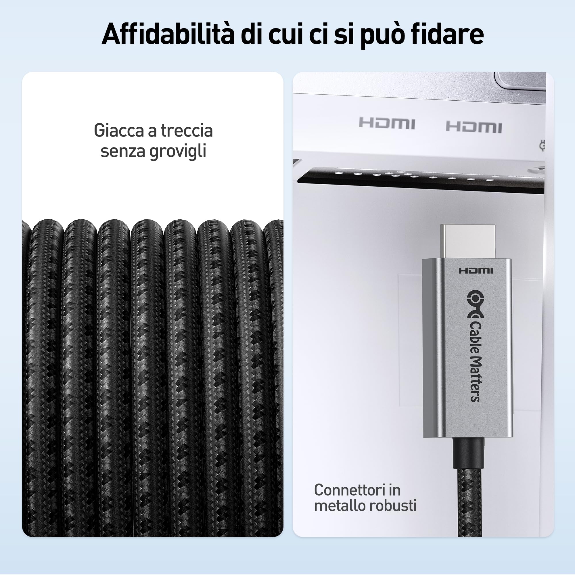 Cable Matters Cavo USB C a HDMI 2.1 unidirezionale da 48 Gbps 8K per macOS, Windows - 3 m, supporta 4K@240Hz/8K@60 Hz con HDR, cavo da Thunderbolt 4 a HDMI 2.1, compatibile con laptop Thunderbolt 7