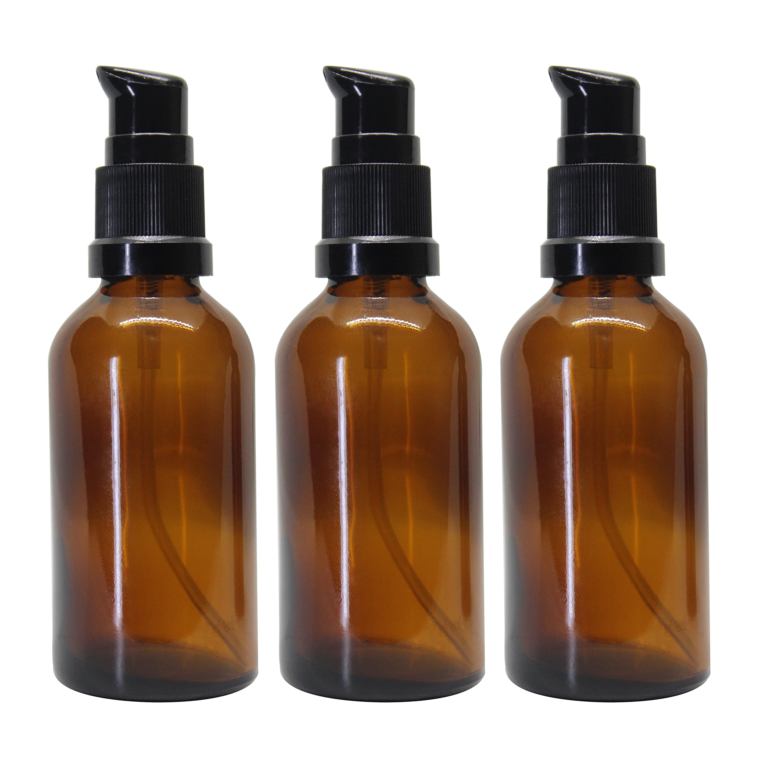 50 ML Amber Round Empty Glass Bottle With Lotion Pump & Black Cap For Essential Oils, Blends, Skin Care, Cosmetics, Multipurpose Bottle (Pack Of 3)-image-12