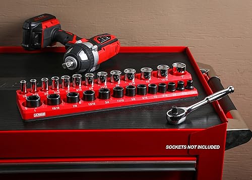 Miniatura 6 de ARES 70234 - Organizador magnético SAE de 26 piezas de 38 pulgadas, capacidad para 13 tomas de tamaño estándar y 13 de tamaño profundo, mantén tu