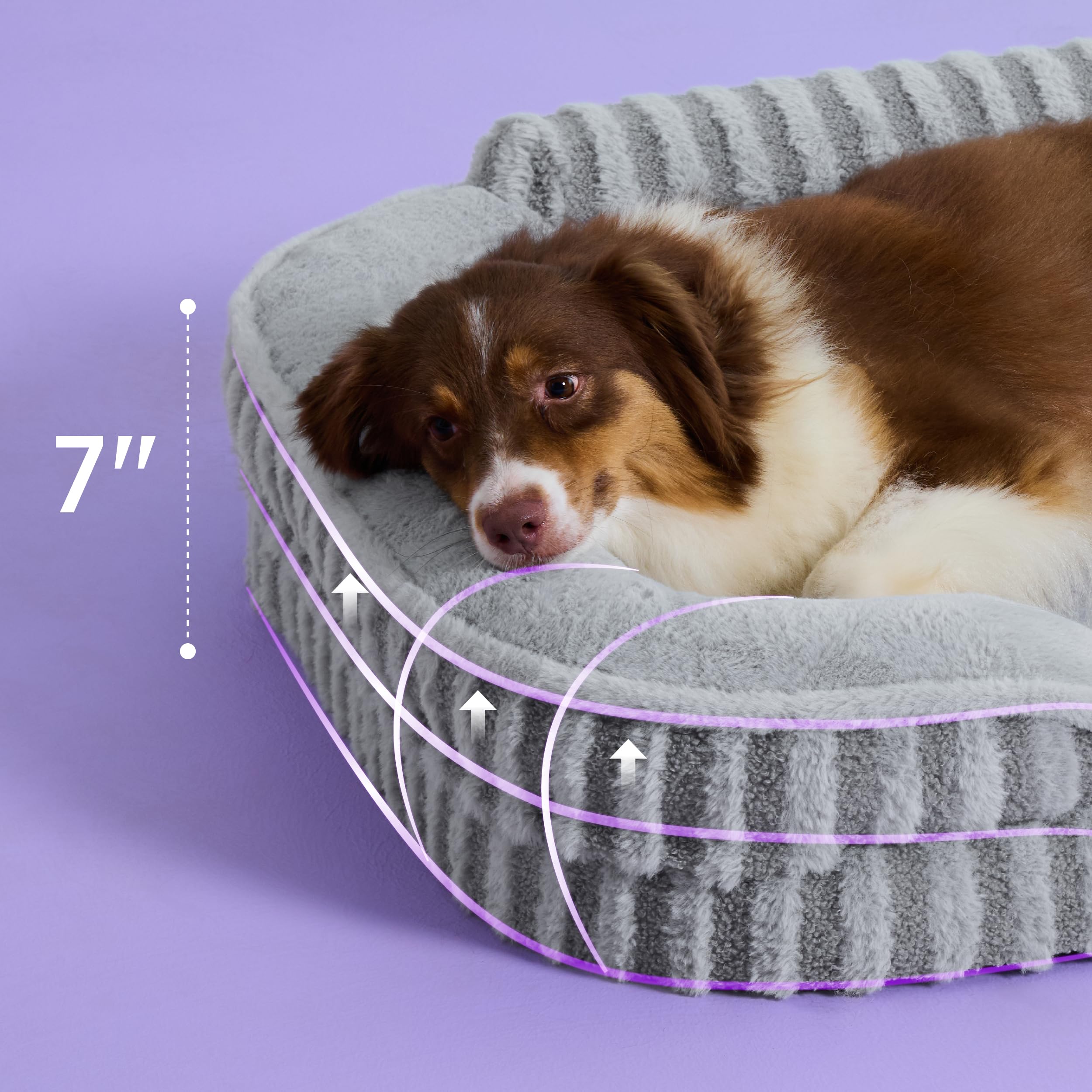 LE SURE Cute Dog Beds Large Sized Dog, Orthopedic Waterproof Large Pet Bed with Sides, High Back Non-Slip Bottom and Egg-Crate Foam Pet Couch Sofa with Washable Removable Cover, Grey - image 2