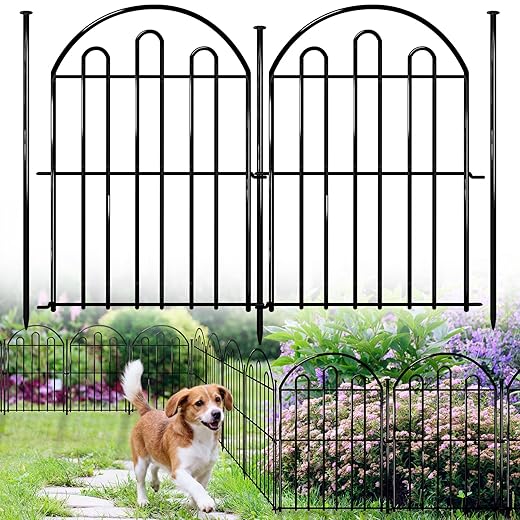 26 Pack Decorative Garden Fence, 17in x 28ft Arched No Dig Animal Barrier Fence for Dog Rabbit, Garden Edging Border, Rustproof Metal Ground Stake Border for Outdoor Yard Patio Decor