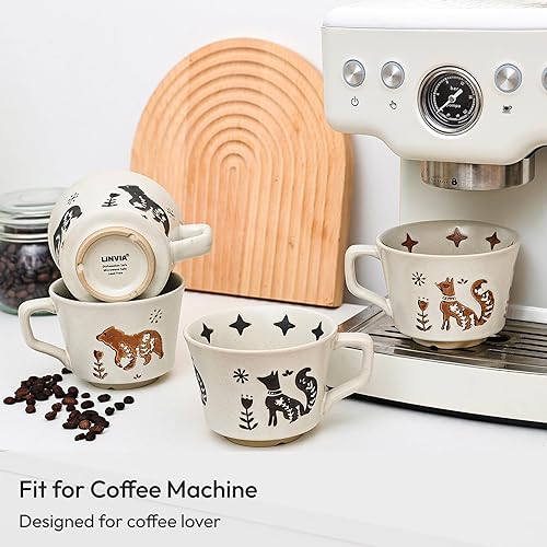 Miniatura 6 de Juego de 2 tazas de café de cerámica, 12 onzas, tazas de té únicas con mango grande, tazas para parejas para café con leche moca, capuchino expreso,