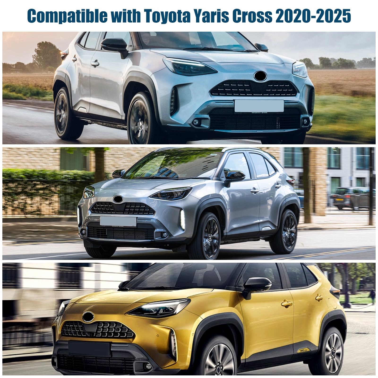 Osłona przeciwsłoneczna na przednią szybę, kompatybilna z Toyota Yaris Cross 2020-2025, ochrona przed słońcem, ochrona przed słońcem, ochrona przed promieniowaniem UV, odblaskowa ochrona przed kurzem