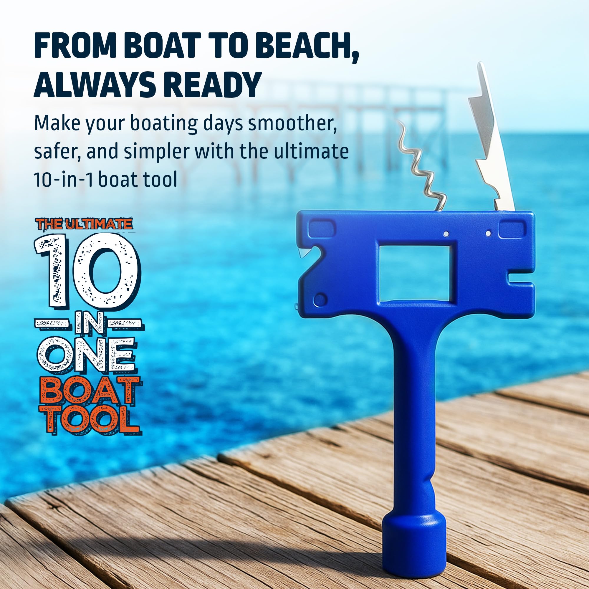 Boat Gadget To narzędzie do łodzi 10 w 1 zawiera otwieracz do butelek piwa i wina, gwizdek bezpieczeństwa, przecinak do żyłki wędkarskiej, klucz do korka gazu morskiego i inne niezbędne narzędzia dla