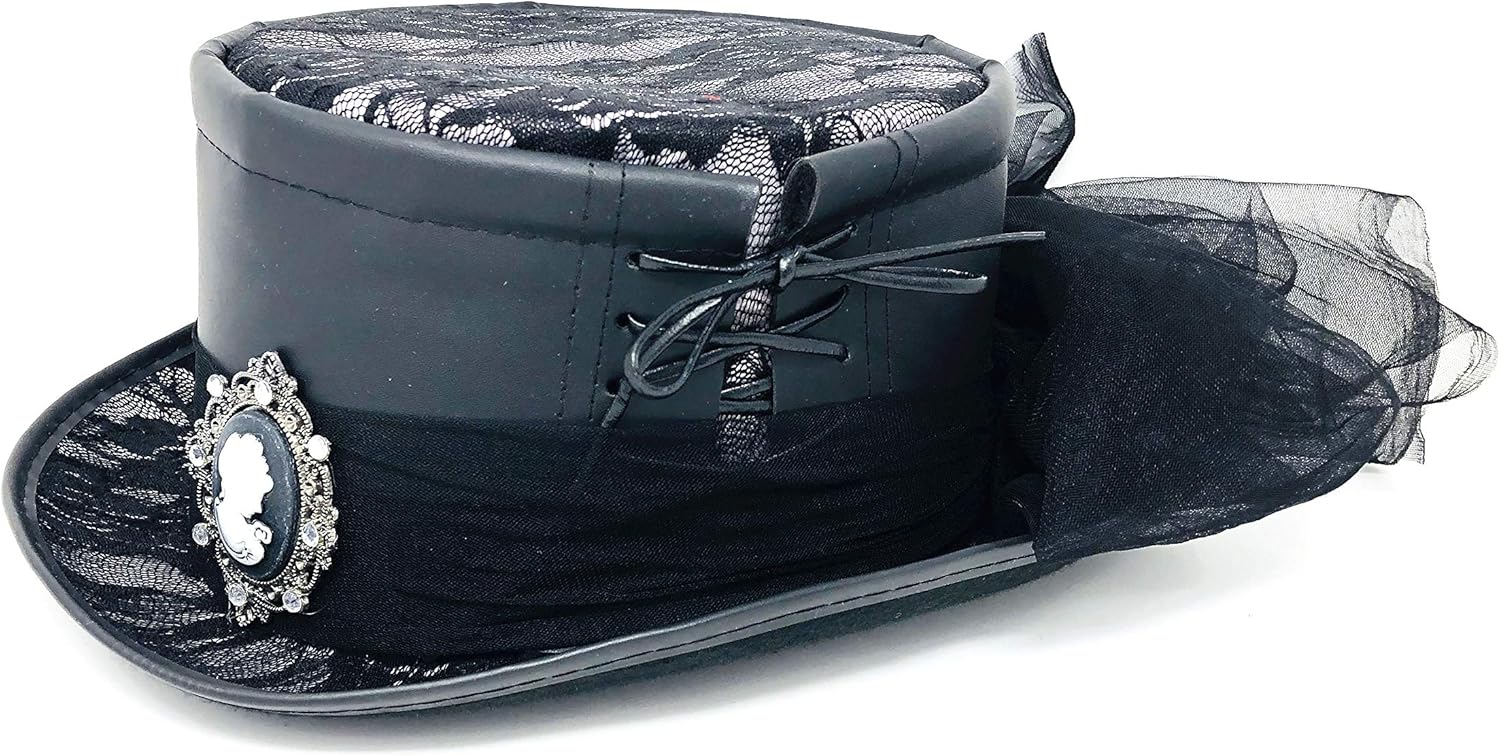 Steampunk Mad Hatter Scientist Black Top Hat For Halloween Costume Cosplay Party For Adult - Image 5