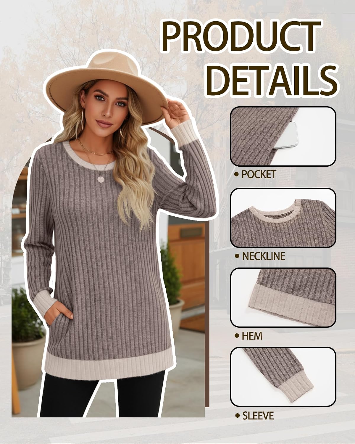 Women's Long Sweaters Tunics Tops with Pockets image 5