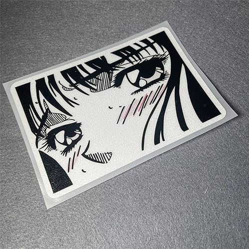 Pegatinas de coche de dibujos animados chica tímida cara mirilla apliques auto camión ventana al aire libre precaución calcomanías impermeables