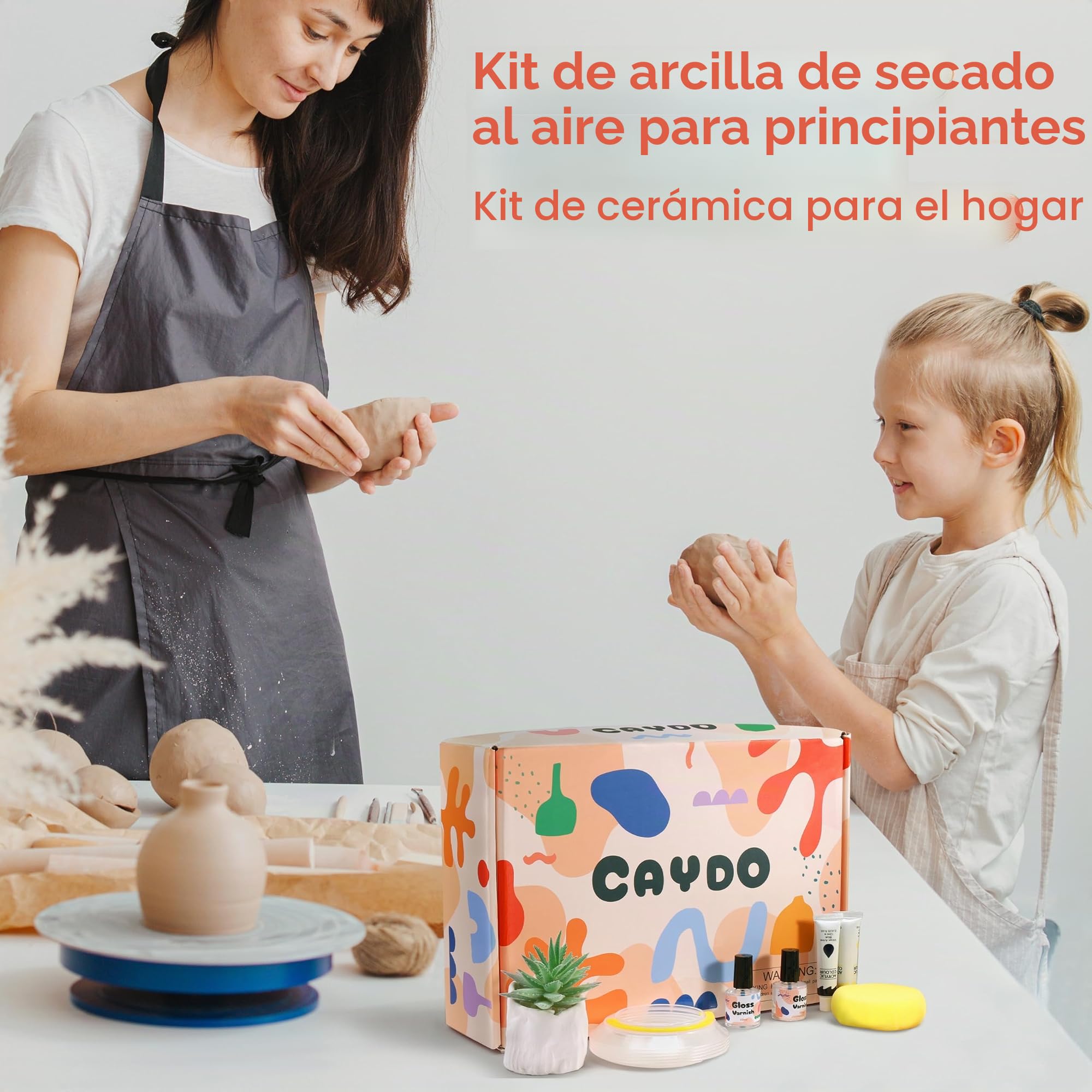 Caydo Kit de Arcilla secante al Aire para Adultos & Principiantes – Set de cerámica Completo con Herramientas, Pinturas acrílicas, Esmalte & Manual – ¡Ideal para casa & Navidad