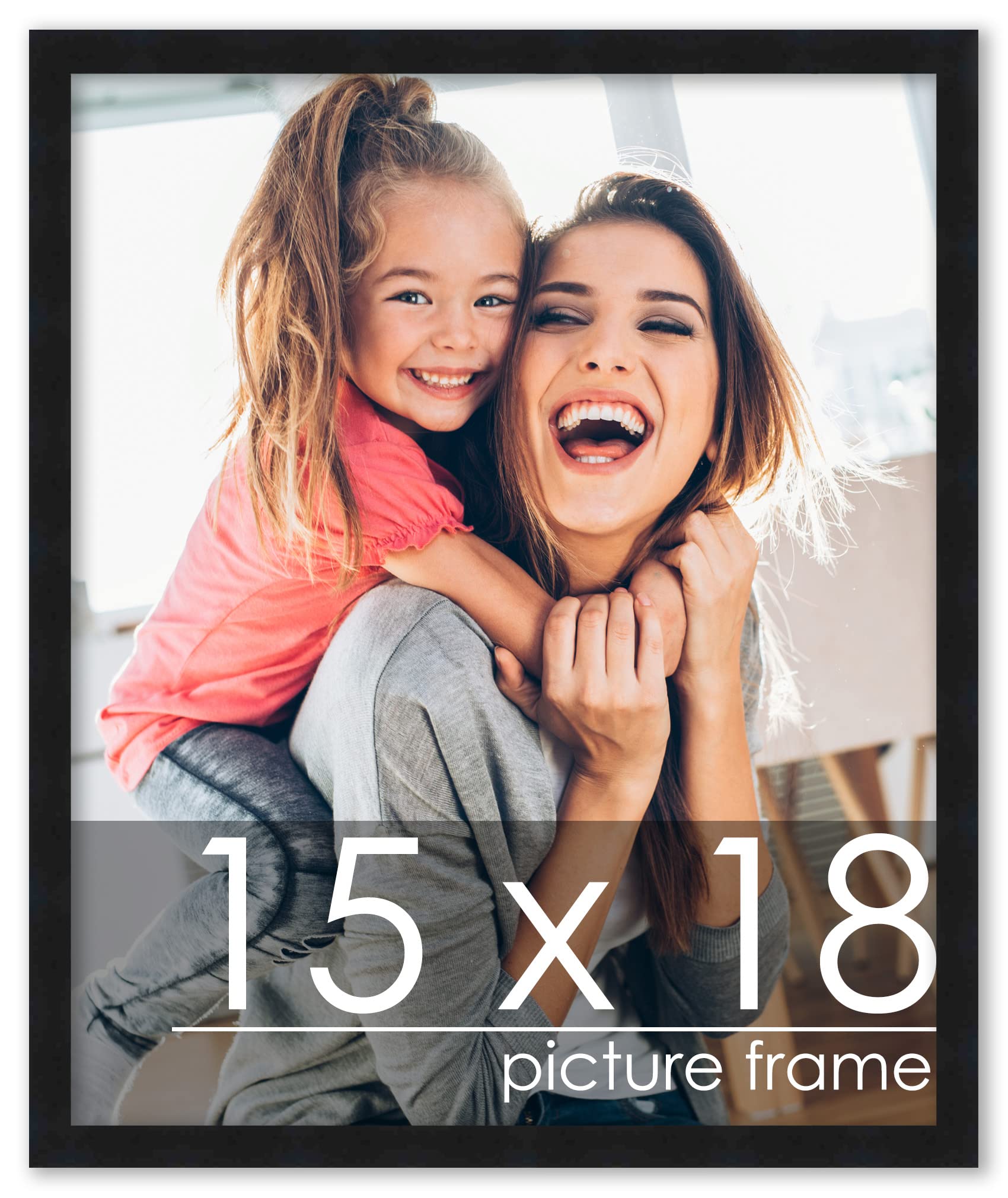 Poster Palooza 15x18 Contemporary Black Wood Picture Frame - UV Acrylic, Foam Board Backing, & Hanging Hardware Included!