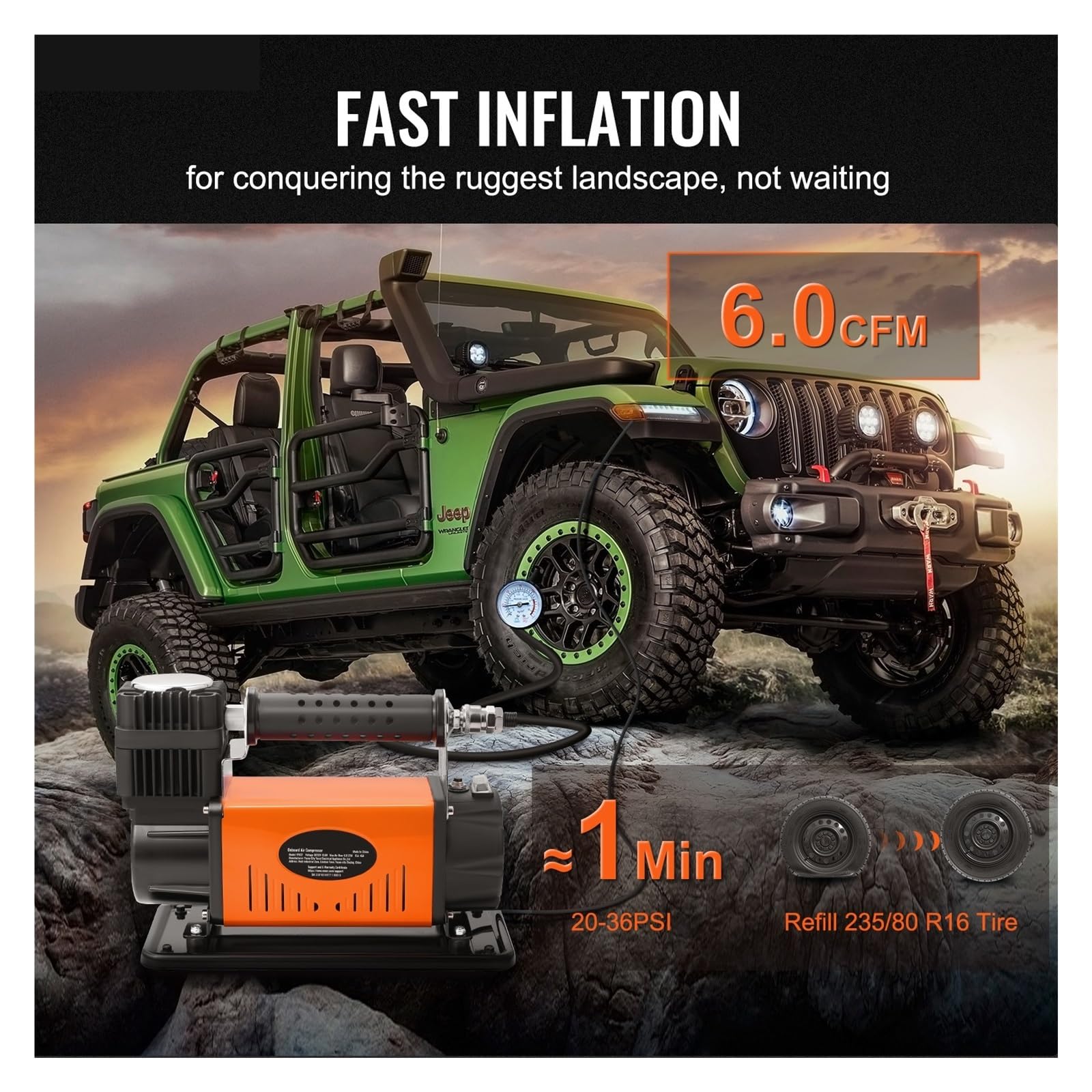 Sprężarka Powietrza 12V Heavy Duty 150PSI Samochodowa Offroad Przenośna Pompa Do Pompowania Opon Ciężarowych Pojazdu SUV Natychmiastowa Inflacja
