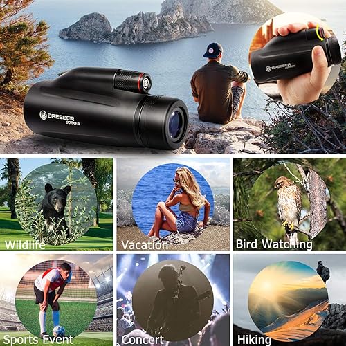 Miniatura 6 de Bresser 10X42 telescopio monocular de alta potencia prisma monocular para adultos, impermeable monocular con prisma FMC transparente para
