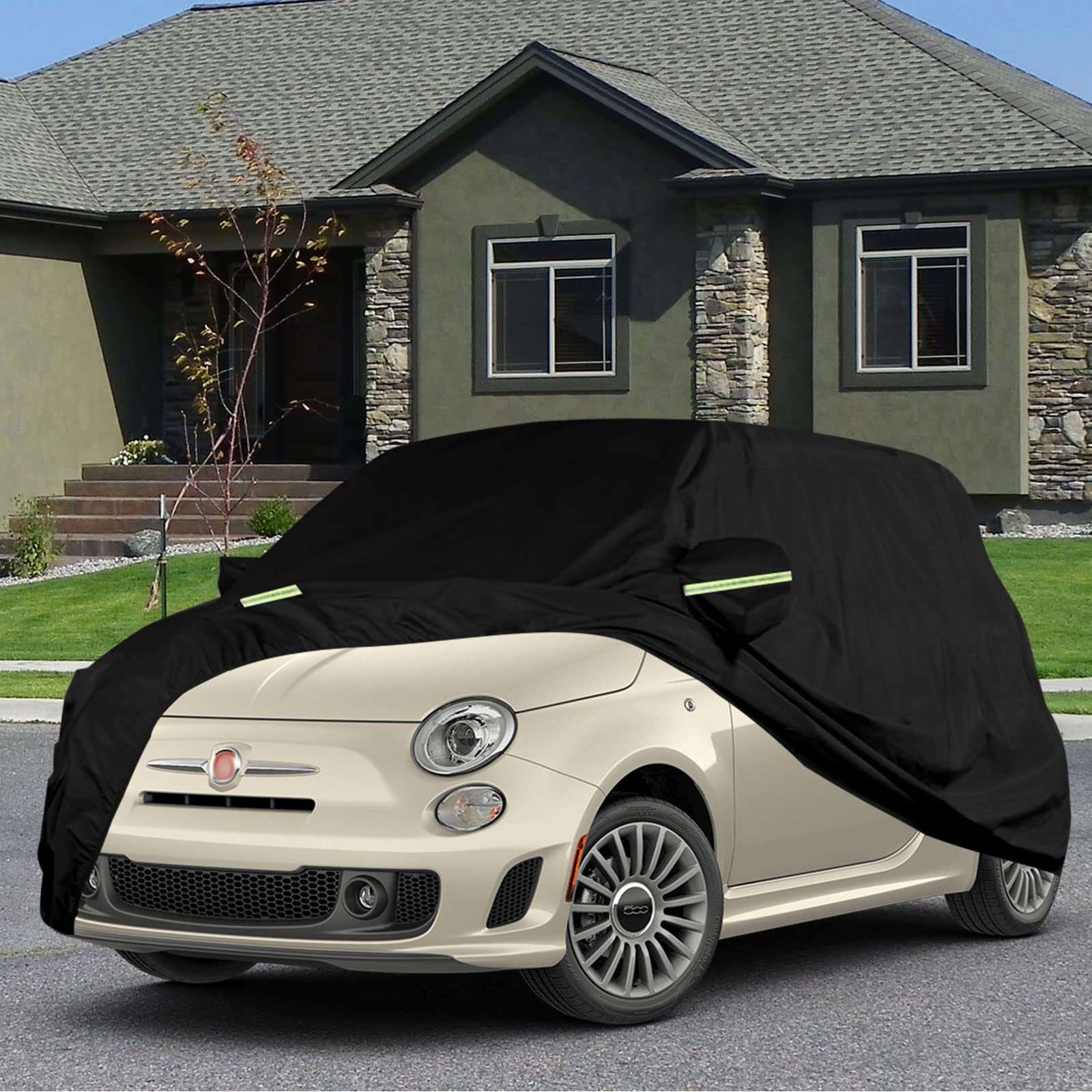 Copertura impermeabile per auto sostituisce per Fiat 500/500C/500E/Abarth 500 2007-2022, coperture per auto per tutte le condizioni atmosferiche con porta a cerniera