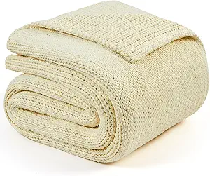L'AGRATY Knitted Weighted Blanket - 50"x60", 10lbs Cooling Chunky Knit, Braided Crochet Throw with Thick Cable Yarn, Machine Washable