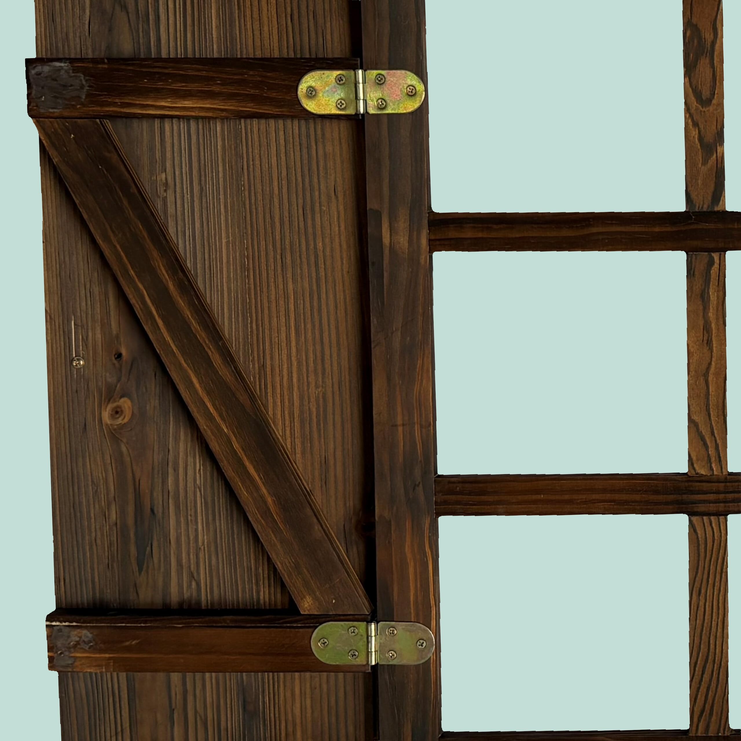 Relaxdays Ventana Decorativa rústica con contraventanas, Madera carbonizada, repisa, 63 x 45 cm, marrón