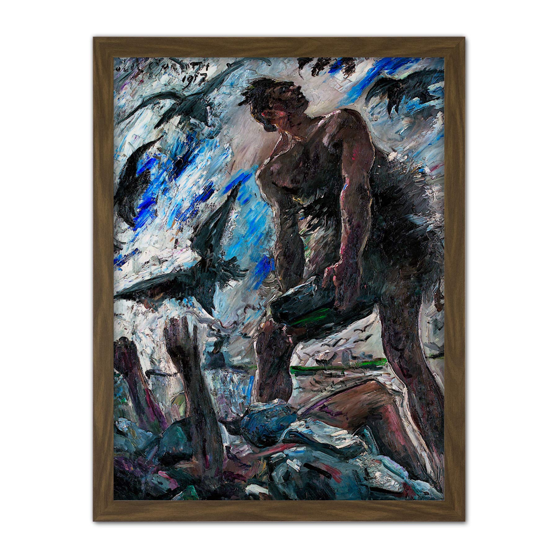 Lovis Corinth Cain Abel Biblical Painting Artwork Framed Wall Art Print 18X24 Inch