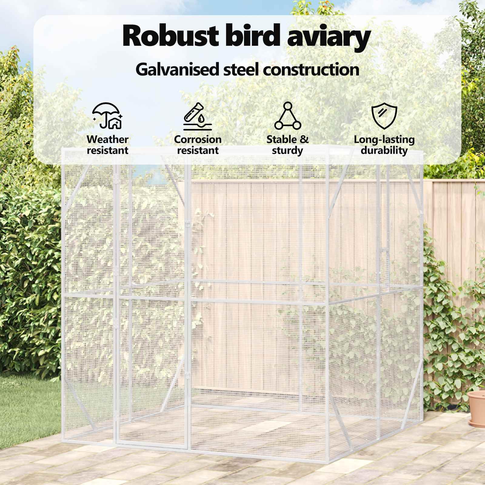 vidaXL Jaula para Aves Antracita 209 x 202 x 214 cm Acero galvanizado, Jaula Exterior para Mascotas, cerramiento de Acero, Rectangular, jardín y terraza