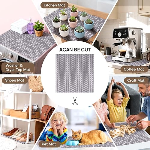 Miniatura 7 de Fundas para lavadora y secadora para la parte superior, 27 x 27 pulgadas, alfombrilla protectora para lavadora y secadora, alfombrilla protectora de