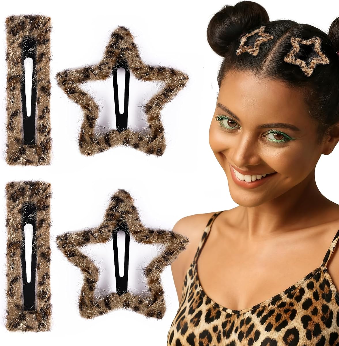 Teenitor 4Pcs Hair Clips Star Hair Clips, Hair Accessories, Snap Hair Clips For Women Girls