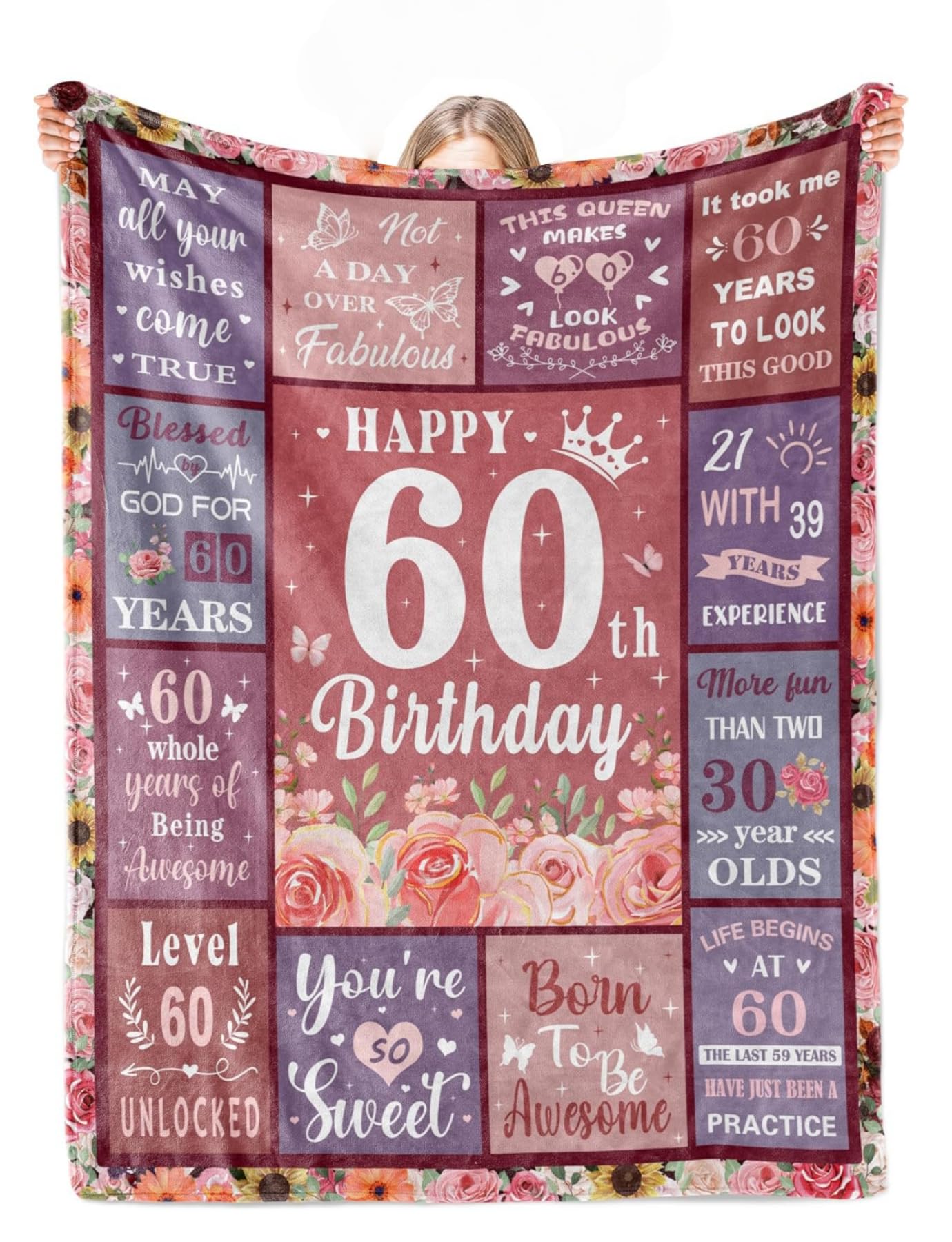 Décoration d'anniversaire de 60 ans couverture cadeau femme 150x230
