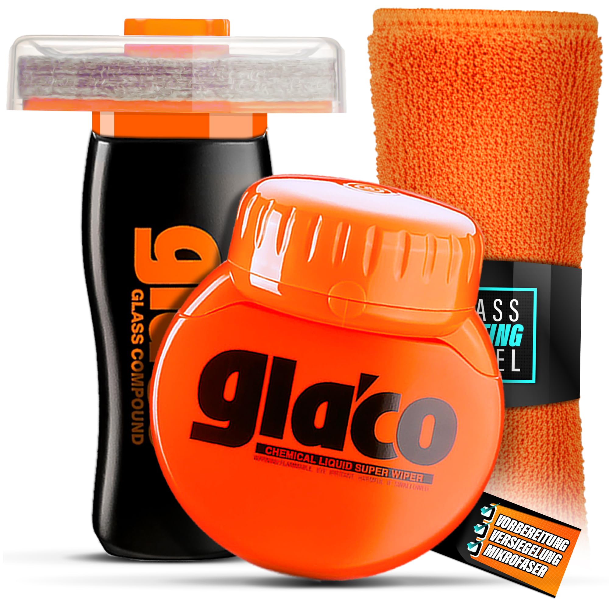 Auto Scheibenversiegelung Set | Soft99 Glaco Glass Compound Roll On Tiefenreiniger + Glaco ROLL ON LARGE | effizienter Regenabweiser für Autoscheiben bis zu 3 Monate | Nano Glasversiegelung