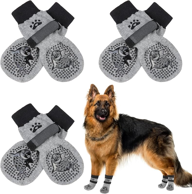 Bota Meia Antiderrapante para Cães SCENEREAL com Faixas de Silicone, Tamanho XL, Pacote com 6