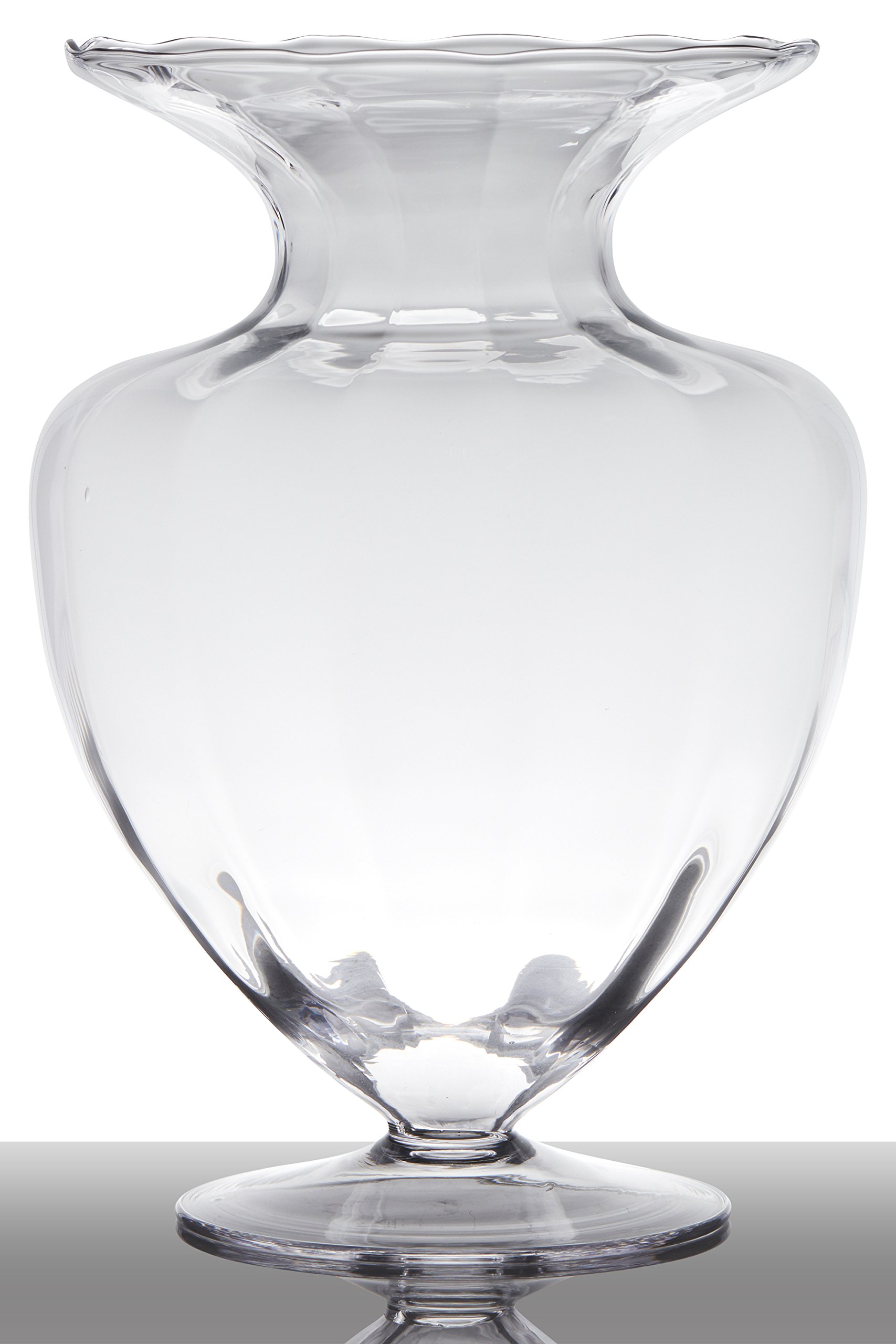 INNA-Glas Floor vase of glass KENDRA on pedestal, conical/round, clear, 13"/33cm, Ø 23.5cm - Flower vase/Conical vase