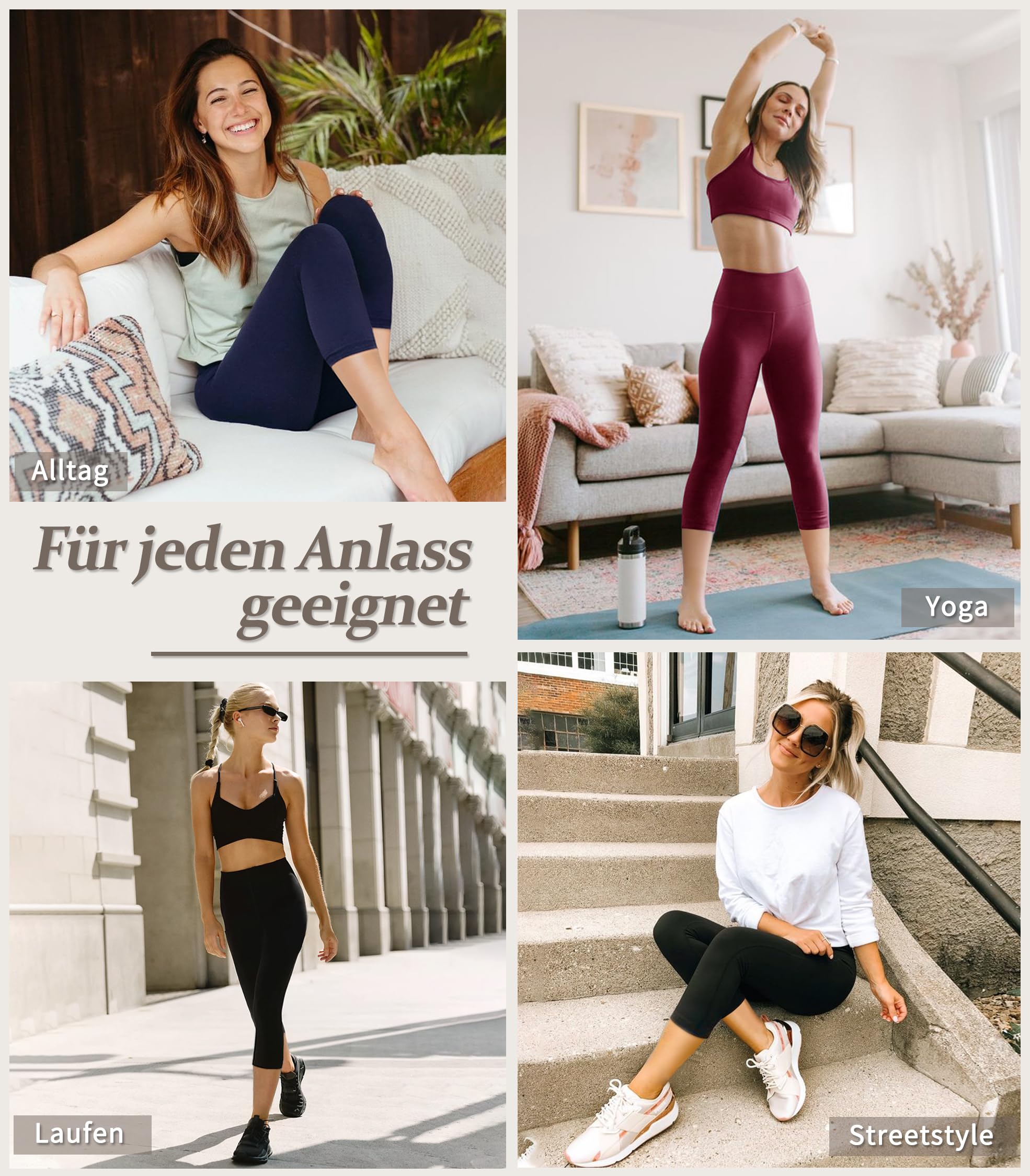 BAYDI Valandy Creamlush Capri legginsy damskie z wysokim stanem, 3/4, do jogi, pilatesu, na czas wolny, na co dzień