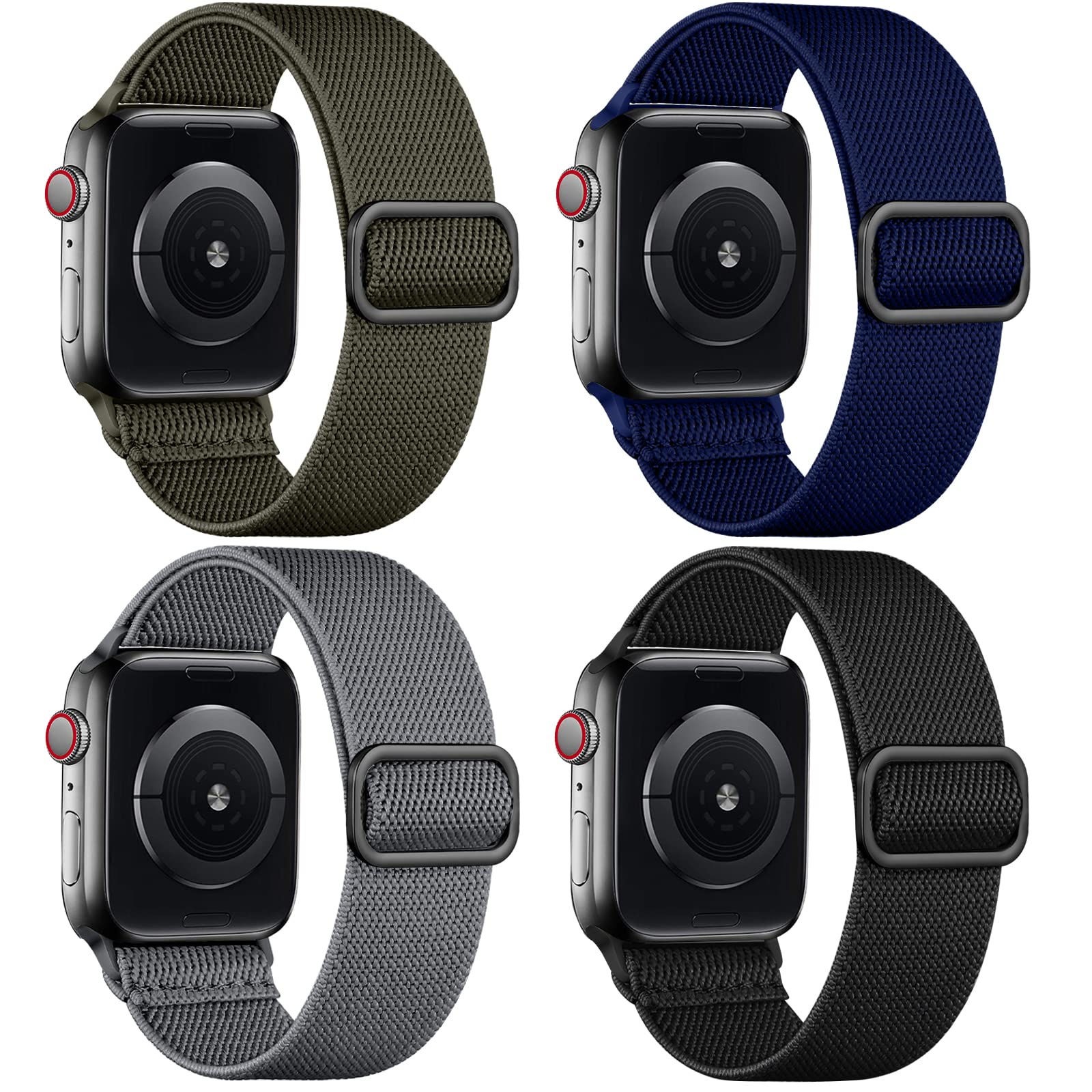 Oielai 4 Pack Loop Armband Kompatibel mit Apple Watch Armband 40mm 41mm 38mm 42mm 44mm 45mm 46mm 49mm für Damen, Geflochten Elastisch Nylon Band für iWatch SE Series 11 10 9 8 7 6 5 4 3 2 1 Ultra SE 3