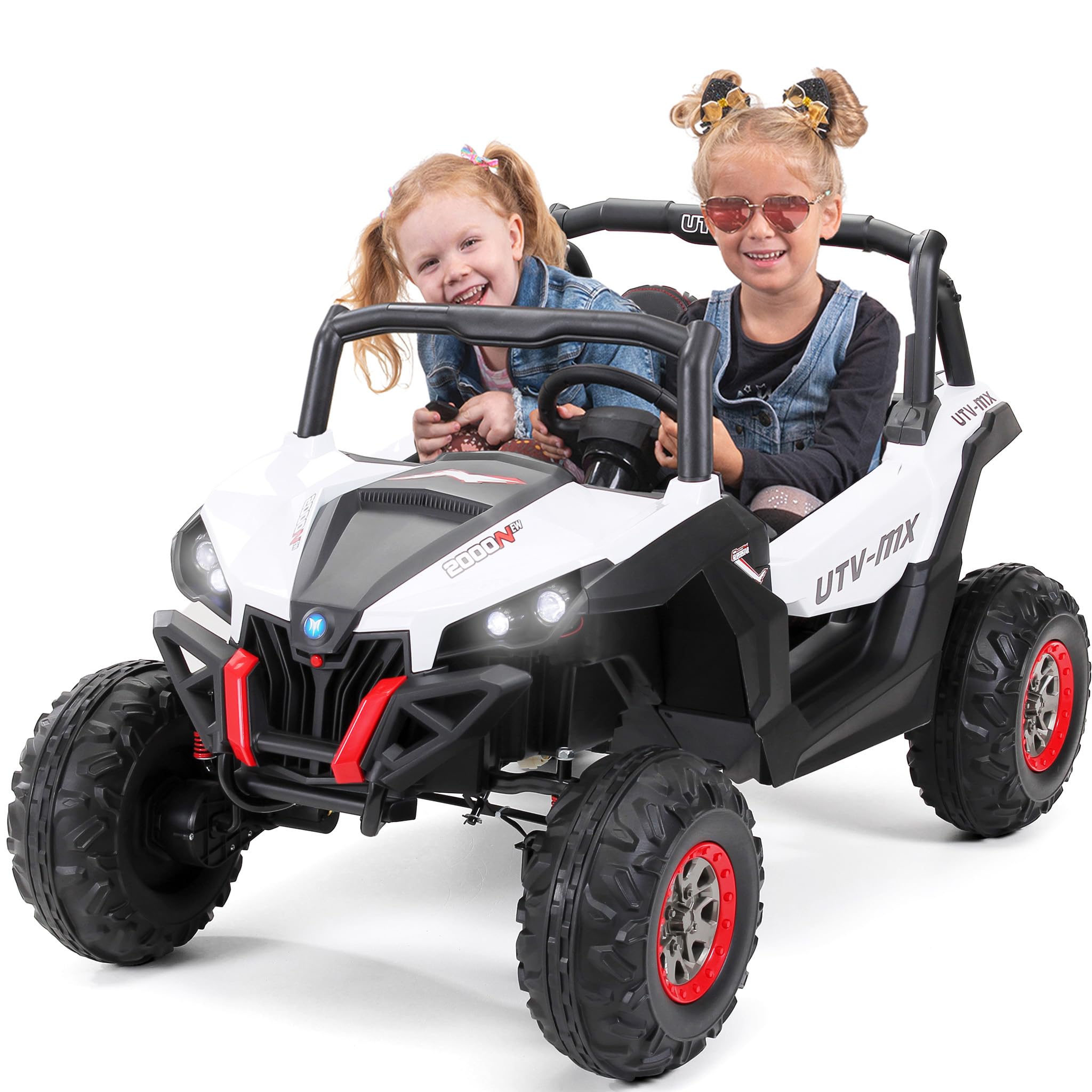 Actionbikes Motors Kinder Elektroauto UTV Buggy 4x4 mit Fernbedienung (Schwarz/Weiß) – Zwei-Sitzer