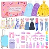 42PCS 11.5" Doll Clothes Set w/ Dresses, Shoes, Luggage & Backpack – Outfits, High Heels, Travel Case, Hangers for Fashion Dolls