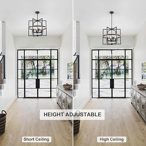 Miniatura 5 de Candelabros negros para comedor de 6 luces modernas de granja para entrada, lámparas colgantes de metal de 19 pulgadas para cocina, isla de