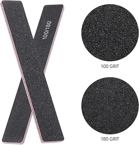 Miniatura 9 de Limas de uñas rectangulares de grano 100180, lima de doble cara, lima de uñas negras para uñas acrílicas y uñas naturales