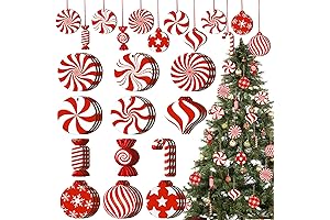 Christmas Wood Hanging Candy Cane Ornaments for Tree Decorations