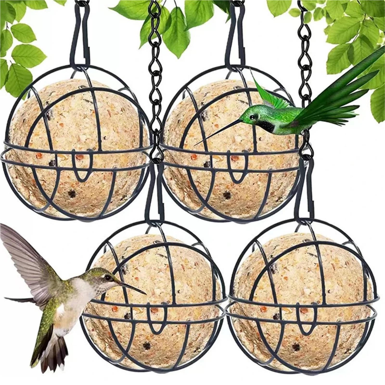 Mangeoire Oiseaux Mangeoires à Oiseaux suspendues en métal 4 pièces