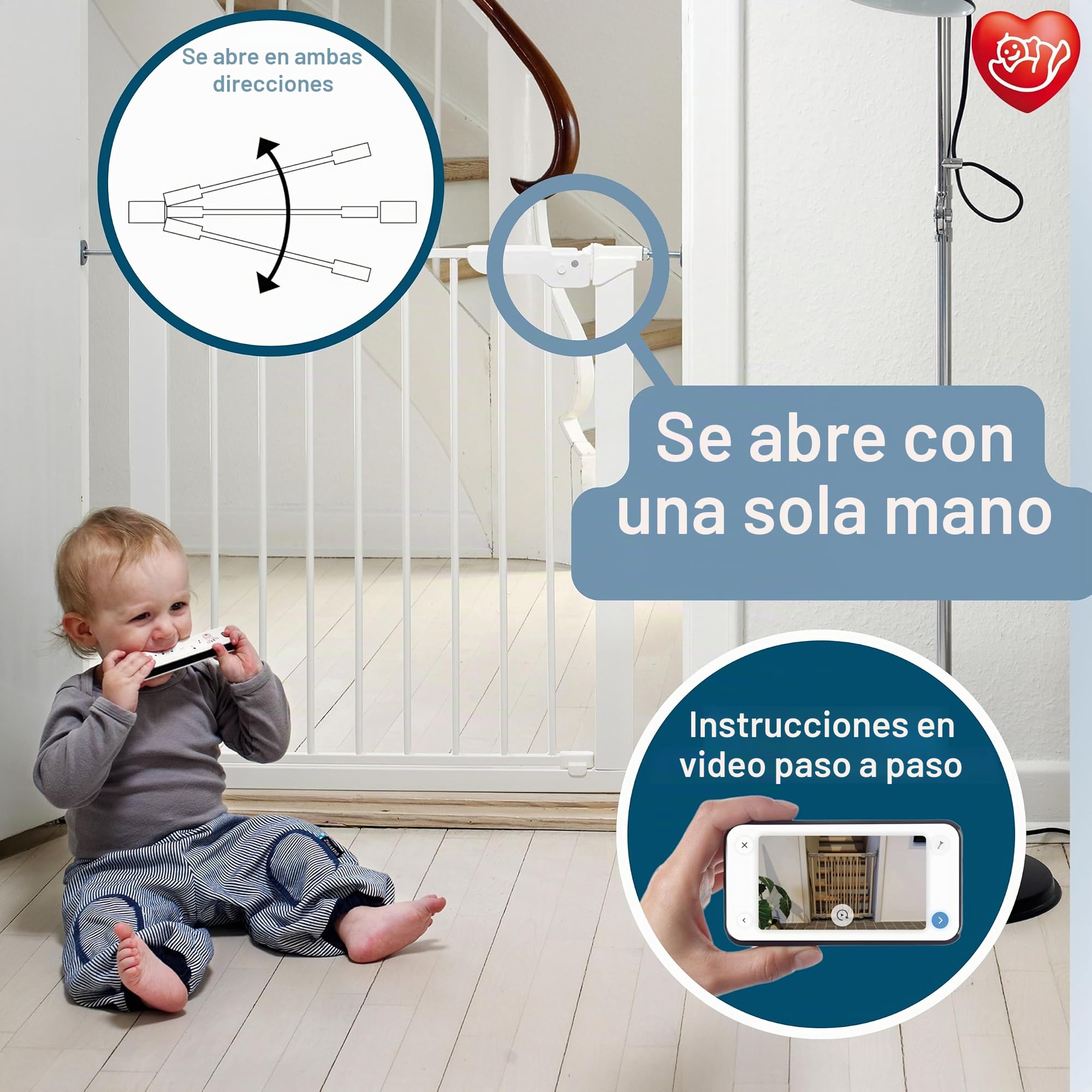 BabyDan Premier Barrera de seguridad, color blanco