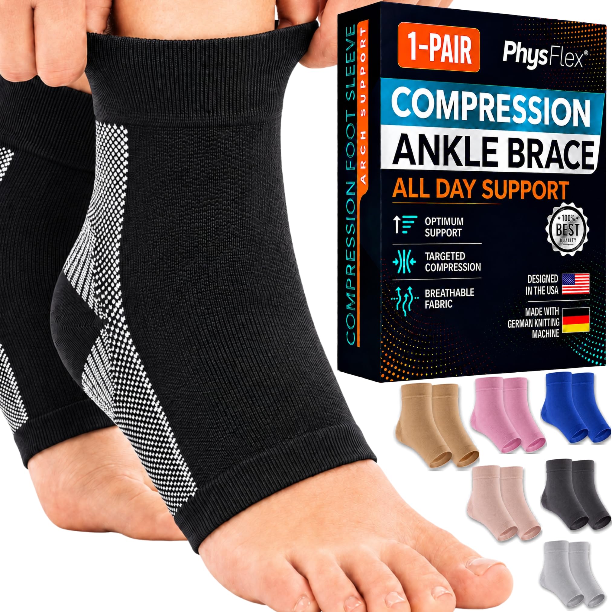 Photo 1 of Ankle Brace Socks - Ankle Compression Sleeve - Foot Brace for Women & Men