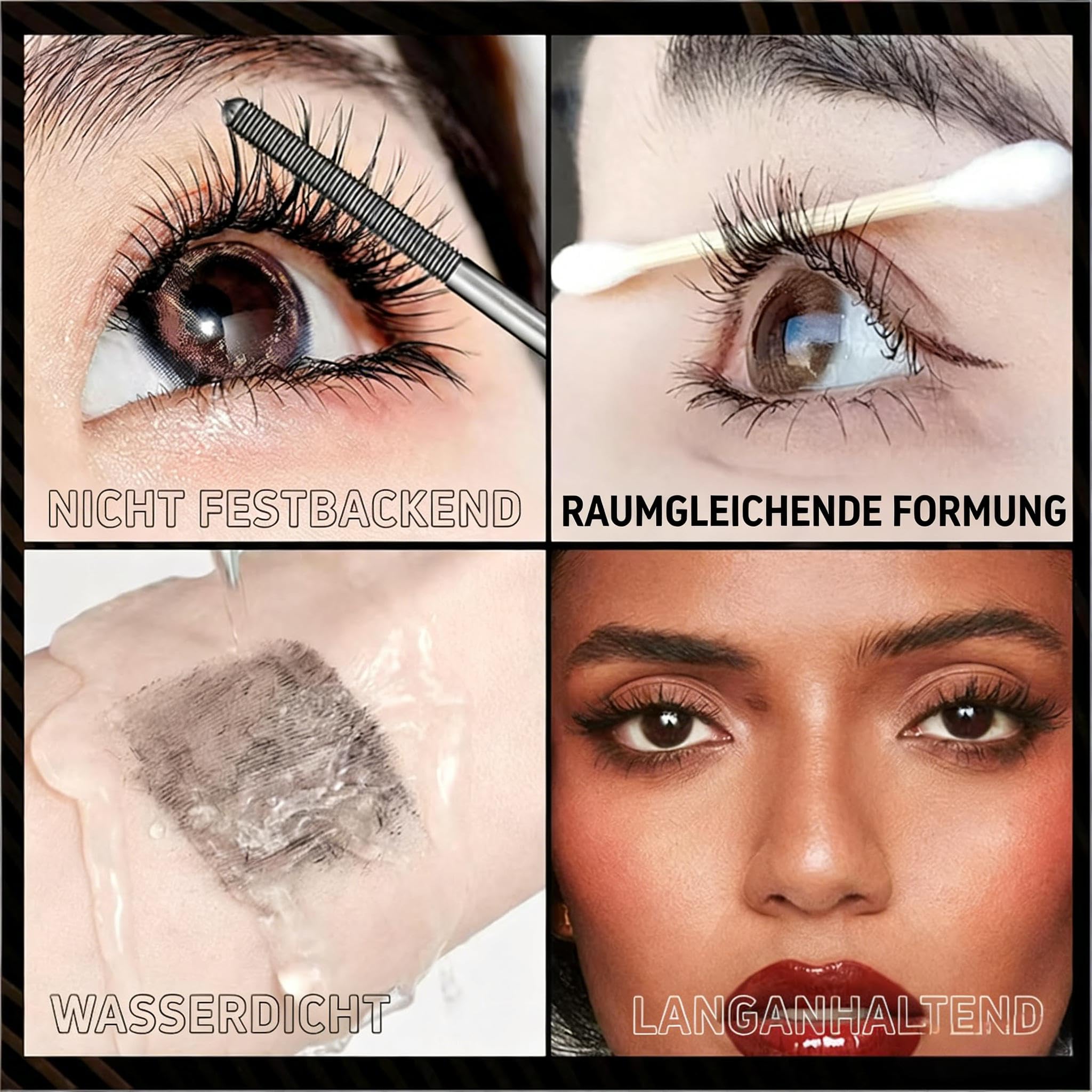 Mascara Wasserfest, Neu 3D Curling Eyelash Iron, Metal Mascara mit Metallbürste, Wasserfest Iron Eye Mas cara Volumengebende Wimperntusche Schnell Trocknend und Wischfest (3PC)